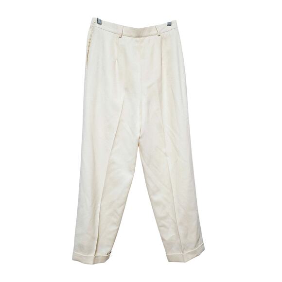 Jones New York 100% Pure Wool Pants Ivory Pleated Professional Neutral Size 10P - Picture 2 of 7
